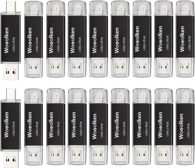 Main image of 20 Pack 8GB USB C Flash Drive, Wooolken 2-in-1 Type-C Thumb Drive, Dual USB 2.0 Memory Stick Compatible with iPhone 16/15 Smartphone Tablet Computer