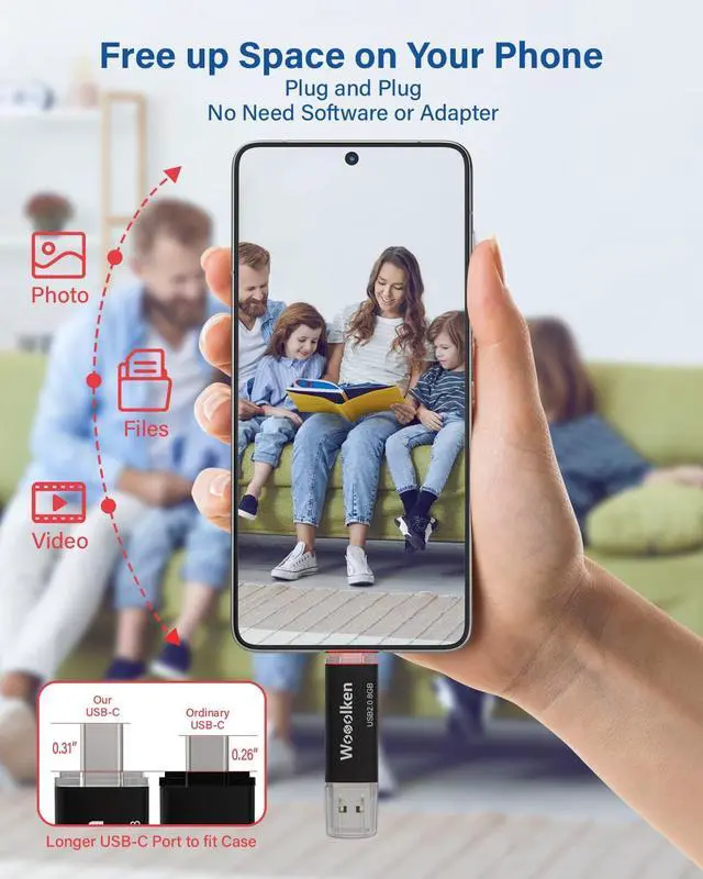 Alt view image 3 of 5 - 20 Pack 8GB USB C Flash Drive, Wooolken 2-in-1 Type-C Thumb Drive, Dual USB 2.0 Memory Stick Compatible with iPhone 16/15 Smartphone Tablet Computer