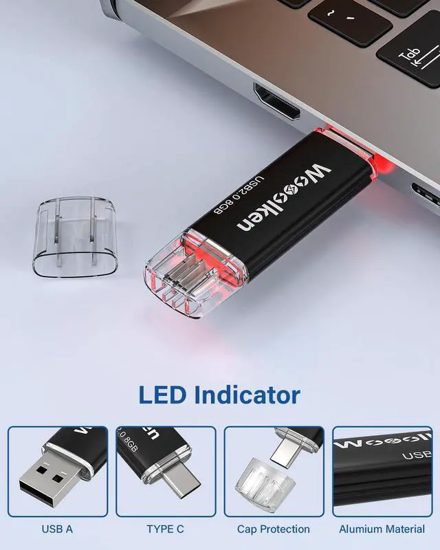 Alt view image 4 of 5 - 20 Pack 8GB USB C Flash Drive, Wooolken 2-in-1 Type-C Thumb Drive, Dual USB 2.0 Memory Stick Compatible with iPhone 16/15 Smartphone Tablet Computer