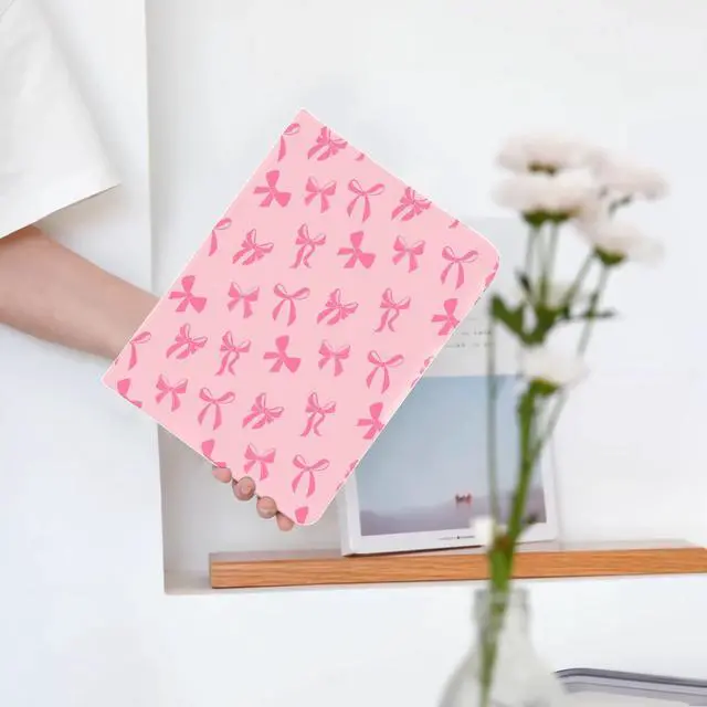 Alt view image 2 of 5 - Cute Kawaii Pink Bow for iPad 10th Generation Case 10.9 Inch 2022 with Pencil Holder, Auto Sleep/Wake and Multiple Viewing Angles, Pink Leather Soft TPU Back Cover