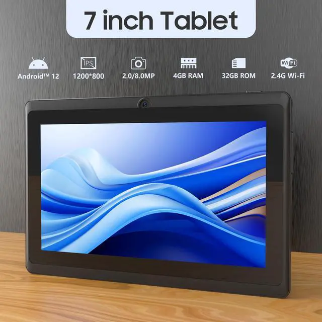 Alt view image 2 of 5 - Android Tablet 7 inch Tablets, 7" HD IPS Touch Screen Tablet PC, Quad-core, 4GB RAM 32GB ROM 1024GB Expand Tableta, 2MP+5MP Dual Camera WiFi-6 Bluetooth 3000 mAh Battery Tab, Android 12 Tablet Black.