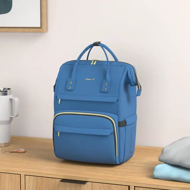 Alt view image 2 of 5 - LOVEVOOK Laptop Backpack for Women,17 Inch Professional Womens Travel Backpack Purse Computer Laptop Bag Nurse Teacher Backpack,Waterproof College Work Bags Carry on Back Pack with USB Port,Royal Blue