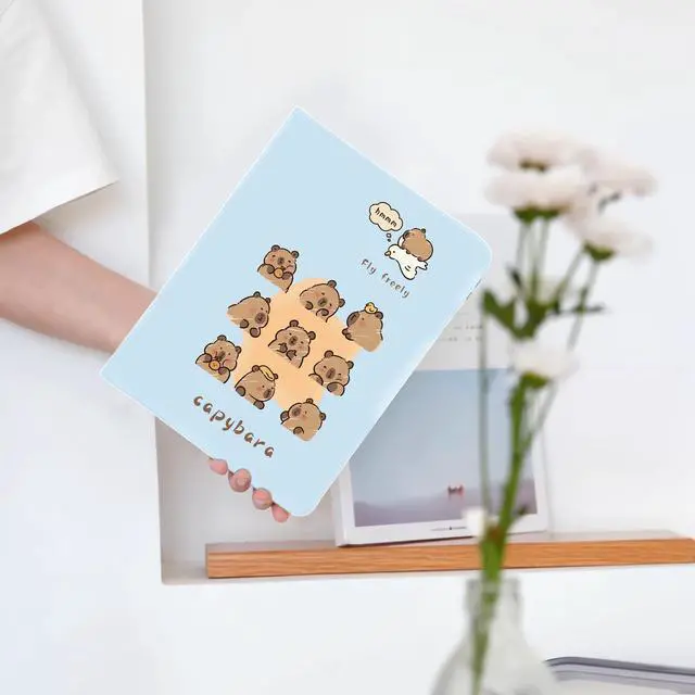 Alt view image 2 of 5 - Cute Kawaii Capybara for iPad 10th Generation Case 10.9 Inch 2022 with Pencil Holder, Auto Sleep/Wake and Multiple Viewing Angles, Blue Leather Soft TPU Back Cover