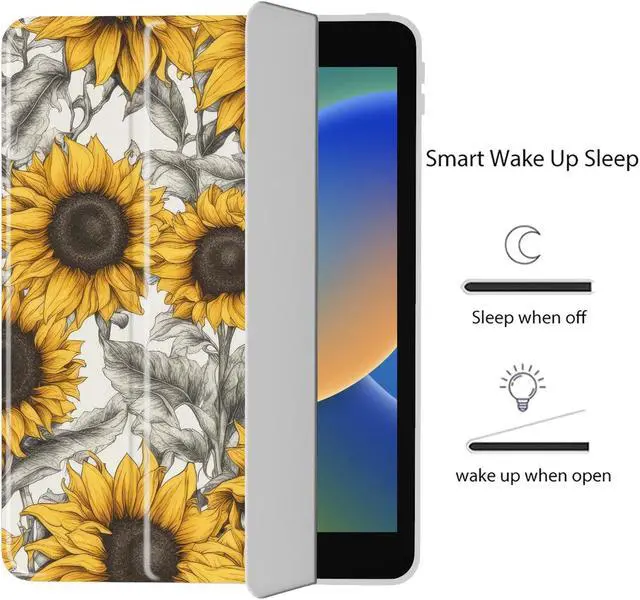 Alt view image 3 of 5 - Cute Sunflower for iPad Pro 10.5 Inch 2017 Air 3 Case with Pencil Holder, Foldable Leather Cover Case, Support Auto Sleep Wake