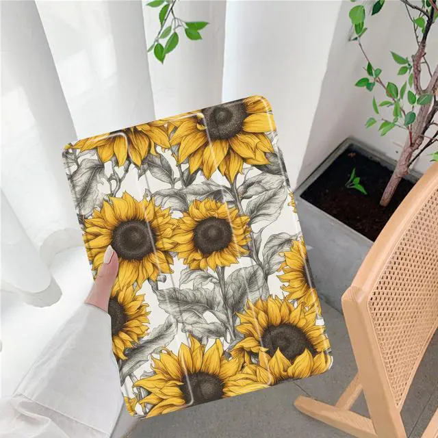 Alt view image 2 of 5 - Cute Sunflower for iPad Pro 10.5 Inch 2017 Air 3 Case with Pencil Holder, Foldable Leather Cover Case, Support Auto Sleep Wake
