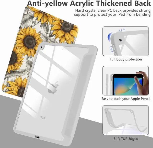 Alt view image 4 of 5 - Cute Sunflower for iPad Pro 10.5 Inch 2017 Air 3 Case with Pencil Holder, Foldable Leather Cover Case, Support Auto Sleep Wake