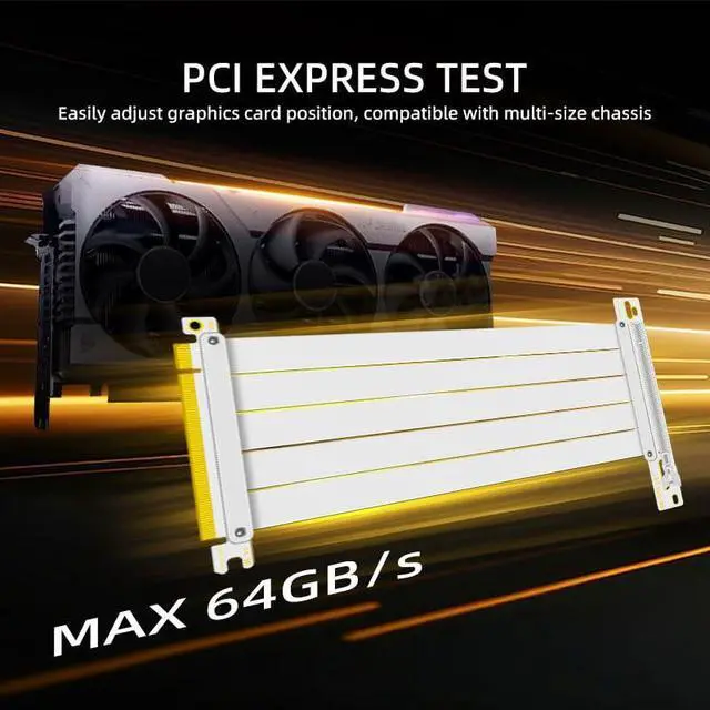Alt view image 2 of 5 - PCI-E 4.0 Riser Cable, PCIe 4.0 X16 High Speed Flexible GPU Riser Cable with PCI Express Port for GPU Extension Card, Length 25cm (White)