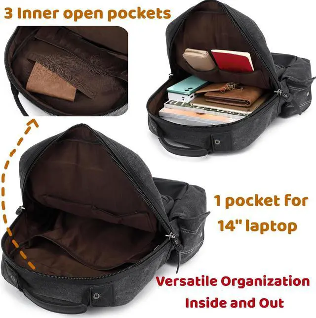 Alt view image 5 of 5 - Leaper Retro Messenger Bag Men Sling Bag Outdoor Cross Body Bag Shoulder Bag Black