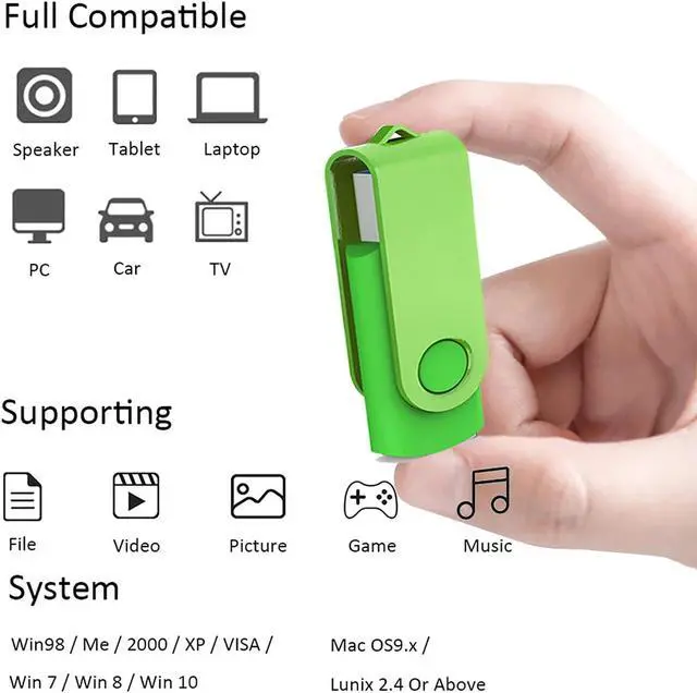Alt view image 4 of 5 - MAKACTUA 64GB 10 Pack USB Flash Drive Bulk Pack, Bulk USB 2.0 Flash Drives Thumb Drive Swivel Memory Stick Jump Drive Pen Drive Zip Drive