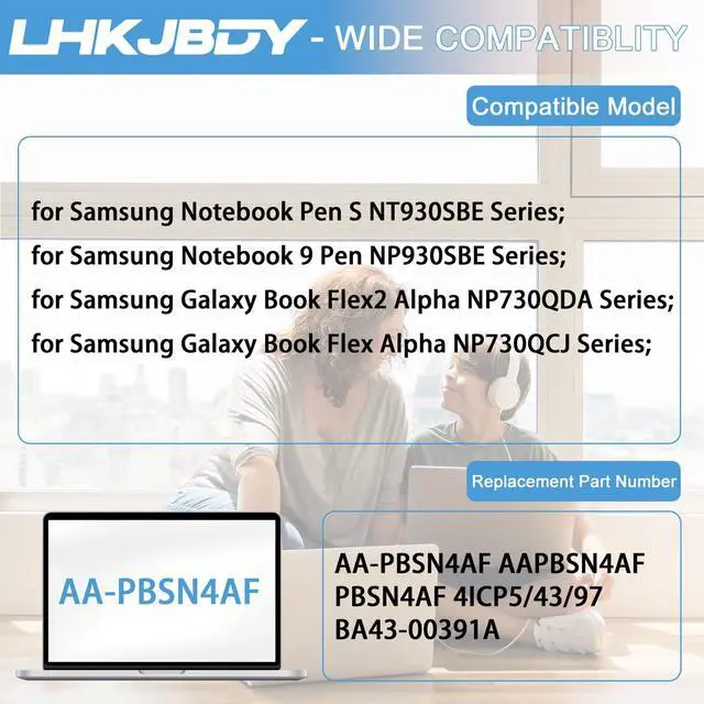 Alt view image 4 of 5 - AA-PBSN4AF Laptop Battery for Samsung Galaxy Book Flex Alpha NP730QCJ NP730QCJ-K01US Flex 2 Alpha NP730QDA NP730QDA-KA1US for Galaxy Book NP930SBE NT930SBE NP930SBE-K01CN NP930SBE-K02HK NT930SBE-K28A