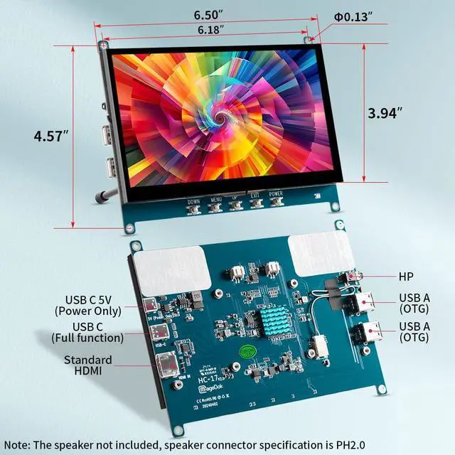 Alt view image 5 of 5 - 7 Inch Touch Screen Display for Raspberry PI 5 | 1024x600 | IPS |Sunlight Readable IHDMI/USBC Dp Alt Mode Support| OTG|Low Power Consumption| Driver-Free Mini Size Monitor