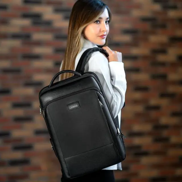 Alt view image 2 of 5 - LENZN Laptop Business Backpack for Men & Women, Work Backpack Fits 15.6 Inch Laptop, Travel Bagpack with USB Charging Port, Anti-Theft Pocket, Durable Nylon, Computer Bookbag with Multiple Pockets