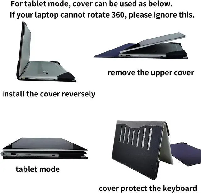 Alt view image 5 of 5 - Case Cover for 14 inch 2-in-1 Laptop Lenovo Yoga 7i 7 14ARP8 14IRL8 14ARB7 14IAL7,PU Leather Bag Notebook Protective Shell Sleeve with Pen Holder (Navy Blue)