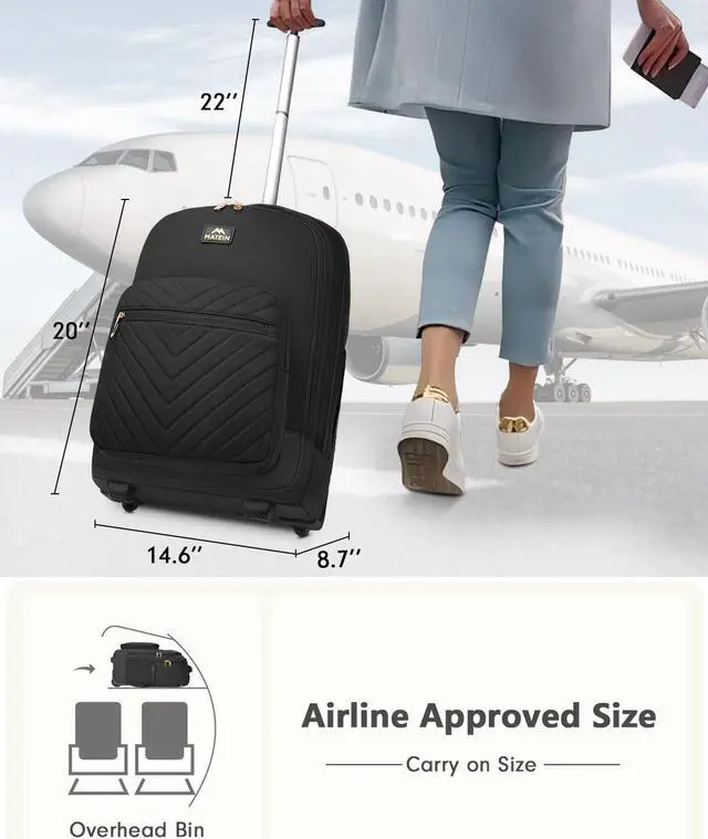 Alt view image 5 of 5 - MATEIN Rolling Backpack for Women, 17 inch Water Resistant Wheeled Laptop Backpack, Large Carry On Luggage Travel Backpack with Wheels, Trolley Suitcase Business Overnight Roller Bag for Adults, Black