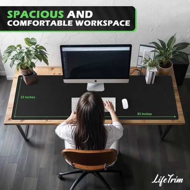 Alt view image 5 of 5 - LifeTrim 55" x 23" XXL Mouse Pad Gaming 5mm Thick Extended Keyboard Mat Full Desk Cover Mouse Pad XXL Mat Giant Extra Large Gaming Mouse Pad XXXL Mousepad Black Large Desk Mats Deskpad