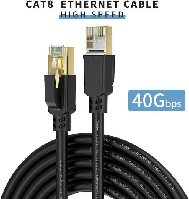 Alt view image 2 of 5 - YixGH Cat8 Ethernet Cable 150ft, Internet Network Cord, 40Gbps 2000Mhz LAN Wires, High Speed SSTP LAN Cables with Gold Plated RJ45 Connector for Router, Modem, Gaming, Xbox (150ft)