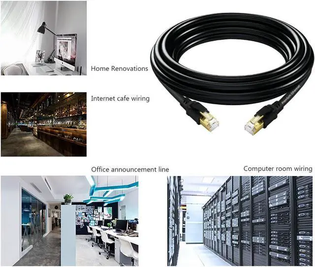 Alt view image 5 of 5 - YixGH Cat8 Ethernet Cable 150ft, Internet Network Cord, 40Gbps 2000Mhz LAN Wires, High Speed SSTP LAN Cables with Gold Plated RJ45 Connector for Router, Modem, Gaming, Xbox (150ft)