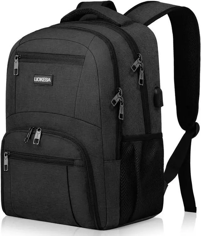Main image of Liokesa Backpack for Men Women, School Backpacks for Teen Boys Girls, Water Resistant Laptop Backpack with USB Charger, 17.3 Inch Black College Bookbag