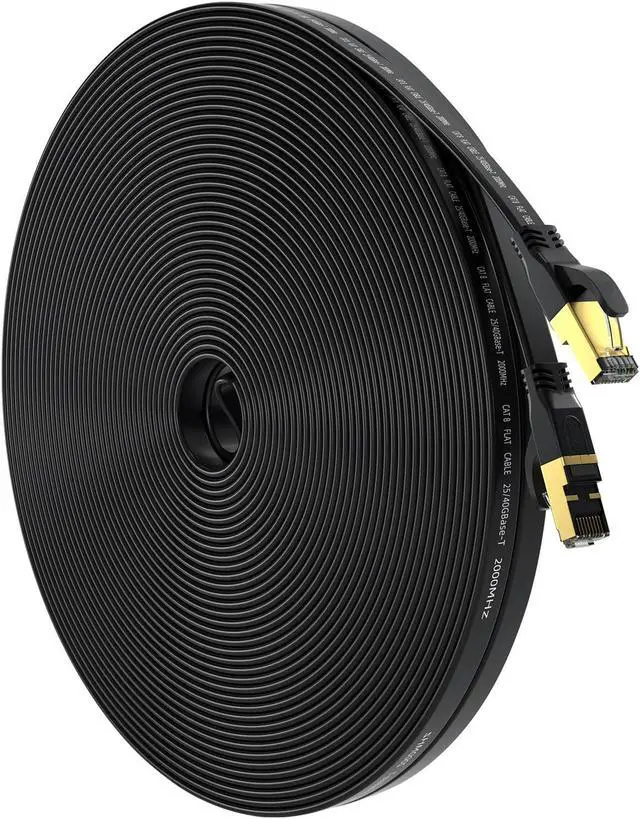 Main image of Cat 8 Ethernet Cable 100 FT, Outdoor&Indoor High Speed Heavy Duty Network LAN Internet Cable,SFTP Gold Plated RJ45 40Gbps 2000Mhz Patch Cord, for Modem/Router/Gaming,Faster Than Cat7/Cat6/Cat5 Black