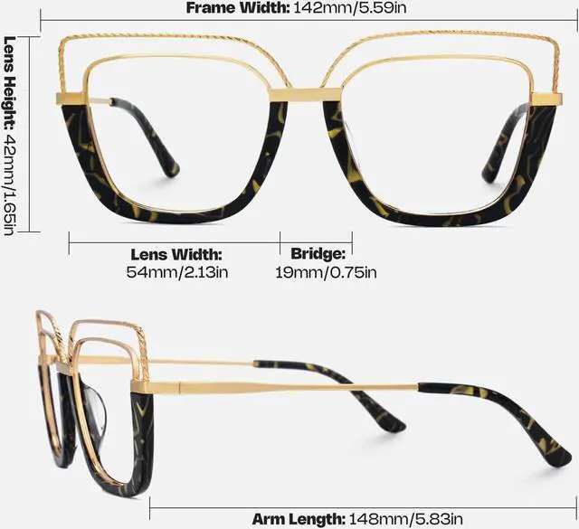 Alt view image 5 of 5 - Zeelool Stylish Oversize Cat Eye Blue Light Glasses for Women Computer Glasses Ornella ZJGX370408-02 Tortoise