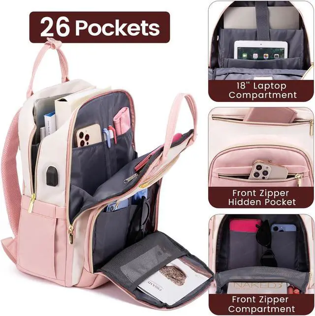 Alt view image 2 of 5 - LOVEVOOK Backpack for Women,Laptop Backpack Women,Fits 18 Inch Laptop Computer Bag,Teacher College Backpack Purse,Fashion Waterproof Travel Work Anti-theft Backpack for Traveling on Airplane Daypack