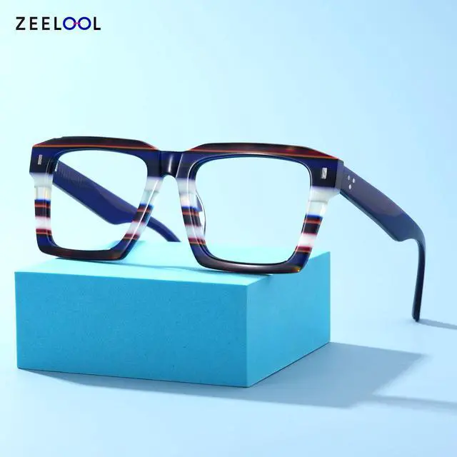 Alt view image 2 of 5 - Zeelool Stylish Square Blue Light Blocking Glasses for Men Computer Glasses Kenish ZJGA634947-08 Blue-white