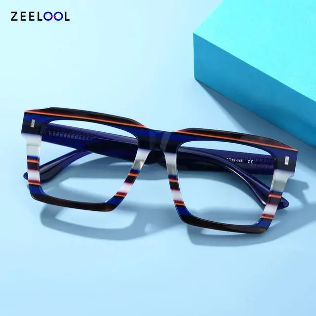 Alt view image 3 of 5 - Zeelool Stylish Square Blue Light Blocking Glasses for Men Computer Glasses Kenish ZJGA634947-08 Blue-white