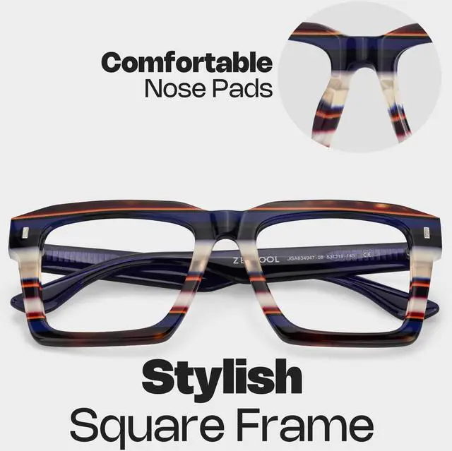 Alt view image 5 of 5 - Zeelool Stylish Square Blue Light Blocking Glasses for Men Computer Glasses Kenish ZJGA634947-08 Blue-white