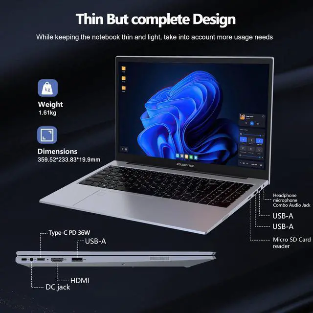 Alt view image 3 of 5 - Gaming Laptop,Laptops,16GB DDR4 512GB SSD,Windows 11 With N100 Processor(UP To 3.4Ghz,4C/4T),15.6" FHD 1920*1080P,Full Metal Housing,WiFi,BT5.0,USB3.2,Type C Charging,180degopen Angle,Metallic Grey