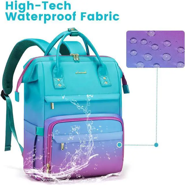 Alt view image 4 of 4 - LOVEVOOK Gradient Laptop Backpack for Women,17.3 Inch Work Computer Bakcpack Purse Laptop Bag With Anti-Theft Pocket,Waterproof Carry on Teacher College Backpack for Travel,Green-Red