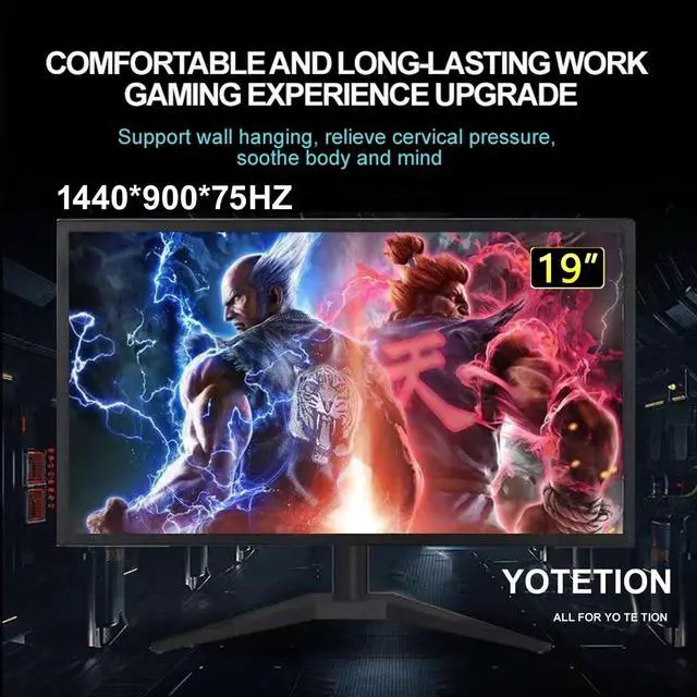 Alt view image 3 of 5 - YOTETION 19 inch HD (1440 x 900) Monitor, 75Hz Refresh Rate, HDMI x1, VGA x1, Small Thin Monitor for laptops, Computers and desktops,LED Display, VGA/HDMI Connection.VESA:75 * 75MM
