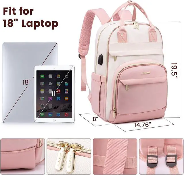 Alt view image 3 of 5 - LOVEVOOK Backpack for Women,Laptop Backpack Women,Fits 18 Inch Laptop Computer Bag,Teacher College Backpack Purse,Fashion Waterproof Travel Work Anti-theft Backpack for Traveling on Airplane Daypack