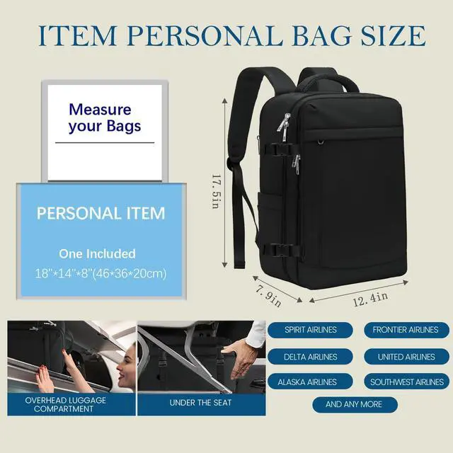 Alt view image 2 of 5 - Lossga for Spirit Airlines Personal Item Bag 18x14x8 Inches Travel Bag Mens Travel Backpack for Women Fit Up to 17 inch laptop Backpack With Usb Charging Port Carry on Flight Approved