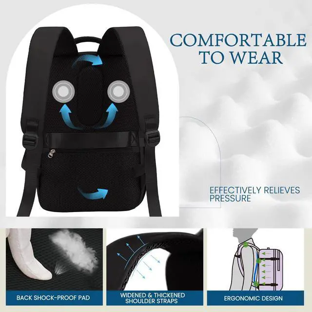 Alt view image 3 of 5 - Lossga for Spirit Airlines Personal Item Bag 18x14x8 Inches Travel Bag Mens Travel Backpack for Women Fit Up to 17 inch laptop Backpack With Usb Charging Port Carry on Flight Approved