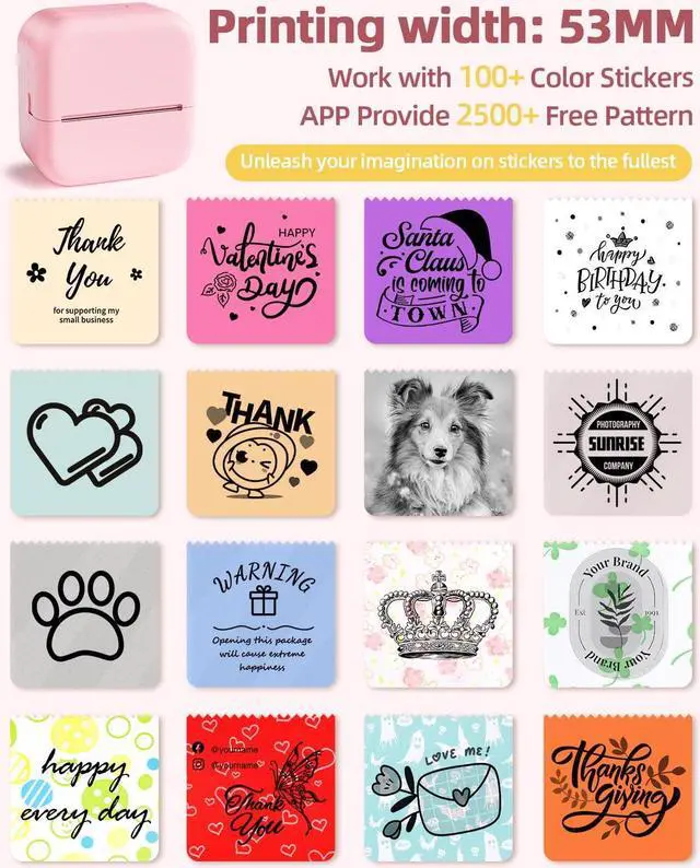 Alt view image 3 of 5 - M02L Bluetooth Label Maker - Mini Thermal Printer with 6 Rolls Non-Adhesive Paper (2in*21.3ft/Roll), Inkless Pocket Printer for iOS& Android, Portable Print Pods for DIY,Notes, Receipts, Photos, Pink