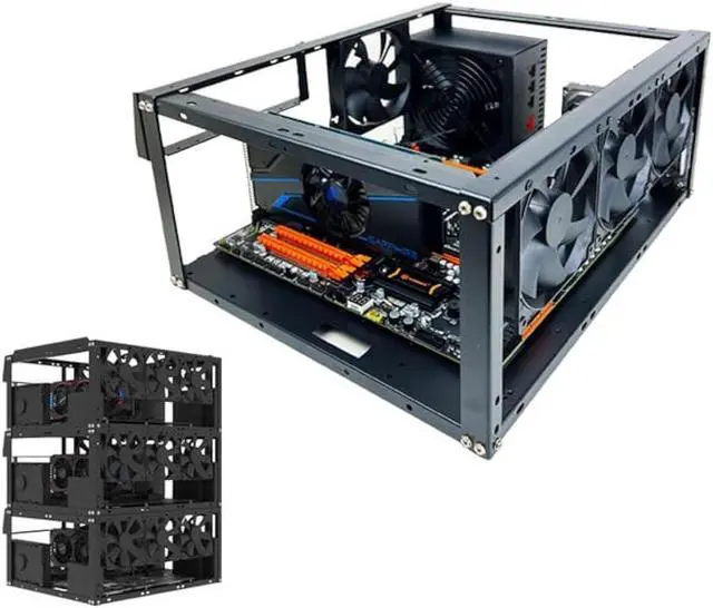 Main image of DIY Computer Case PC Frame Desktop Chassis Stackable Rack Stand Open Air Testbench Fits ATX MacroATX E-ATX X79 X99 Motherboard (Stackable)