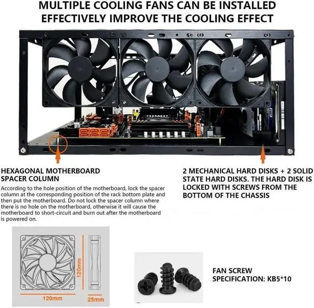 Alt view image 5 of 5 - DIY Computer Case PC Frame Desktop Chassis Stackable Rack Stand Open Air Testbench Fits ATX MacroATX E-ATX X79 X99 Motherboard (Stackable)