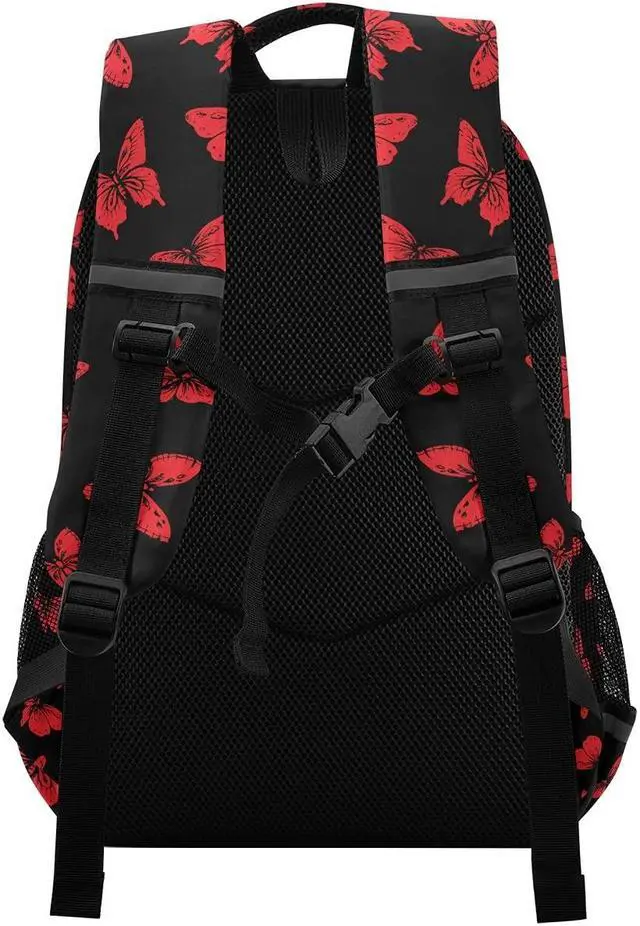 Alt view image 2 of 5 - MNSRUU School Backpack with Chest Strap, Butterfly Laptop Backpack, Travel Hiking Backpack for Boys Girls, Rucksack, Knapsack One Size