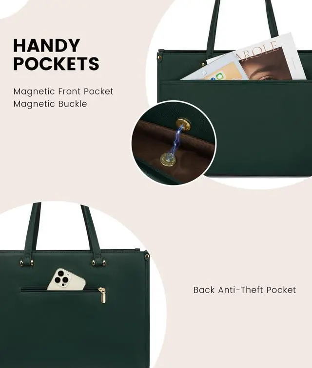 Alt view image 4 of 5 - LOVEVOOK Laptop Bag for Women, 15.6 inch Laptop Tote Bag 2-in-1 Professional Work Bag Business Briefcase with Clutch Purse, Waterproof Leather Computer Handbag for Teacher Office Travel