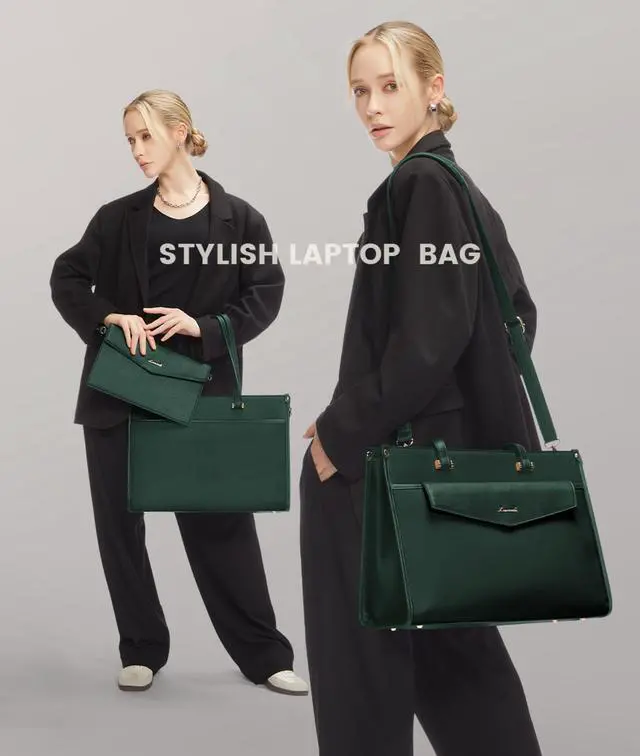Alt view image 3 of 5 - LOVEVOOK Laptop Bag for Women, 15.6 inch Laptop Tote Bag 2-in-1 Professional Work Bag Business Briefcase with Clutch Purse, Waterproof Leather Computer Handbag for Teacher Office Travel