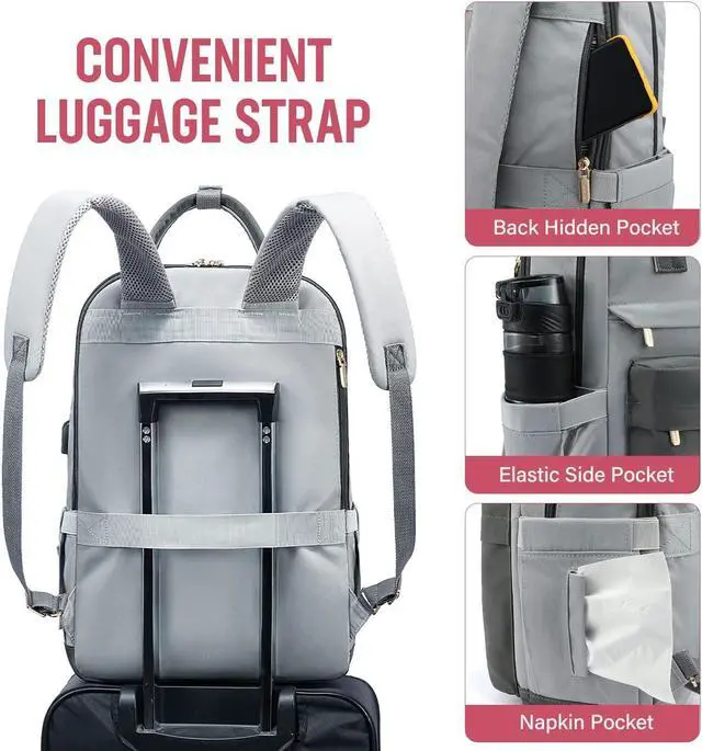 Alt view image 4 of 5 - LOVEVOOK Laptop Backpack for Women Men, 17.3 Inch Laptop Bag with USB Port Fashion Waterproof Backpacks Teacher Nurse Stylish Travel Bags Vintage Daypacks for College Work