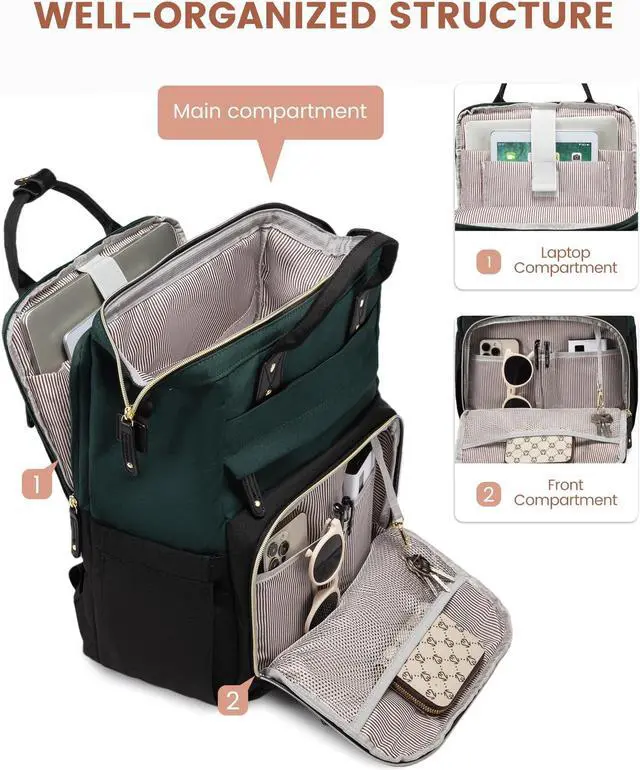 Alt view image 2 of 5 - LOVEVOOK Laptop Backpack for Women, 15.6'' Waterproof Nurse Bag Teacher Work Backpack Purse for Women, Travel Computer Backpack for College Office Business Ladies