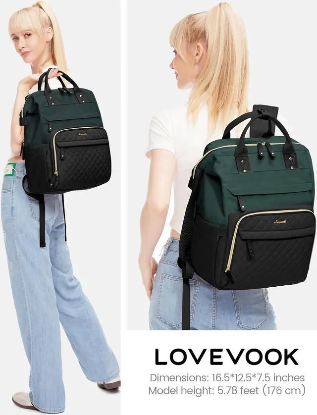 Alt view image 4 of 5 - LOVEVOOK Laptop Backpack for Women, 15.6'' Waterproof Nurse Bag Teacher Work Backpack Purse for Women, Travel Computer Backpack for College Office Business Ladies