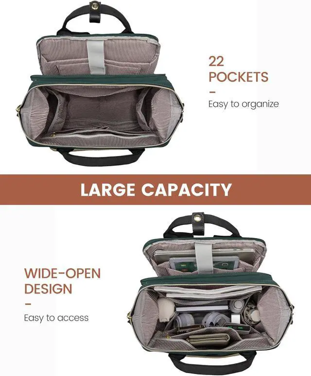 Alt view image 3 of 5 - LOVEVOOK Laptop Backpack for Women, 15.6'' Waterproof Nurse Bag Teacher Work Backpack Purse for Women, Travel Computer Backpack for College Office Business Ladies