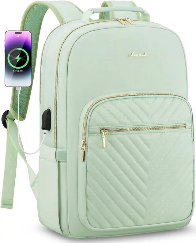 Main image of LOVEVOOK Laptop Backpack for Women 15.6 inch,Cute Womens Travel Backpack Purse,Professional Laptop Computer Bag,Waterproof Work Business College Teacher Bags Carry on Backpack with USB Port,Cyan Green