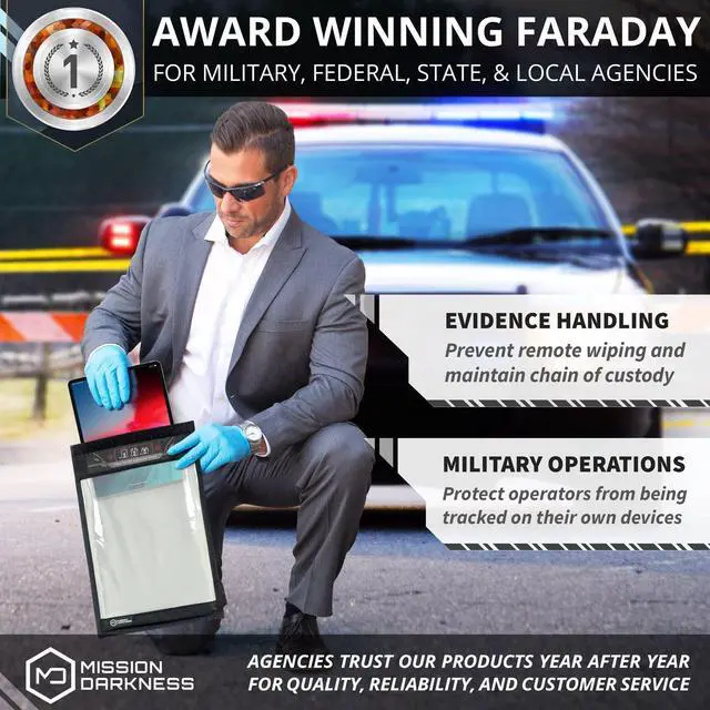 Alt view image 4 of 5 - Mission Darkness Window Faraday Bag for Tablets // Device Shielding for Law Enforcement, Military, Executive Privacy, EMP Protection, Travel & Data Security, Anti-Hacking & Anti-Tracking Assurance
