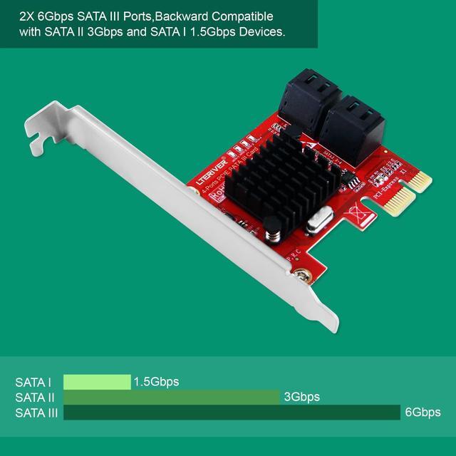 Alt view image 4 of 5 - LTERIVER PCIE 3.0 X1 to 4-Ports Serial ATA/SATA 3.0 Host Controller, Plug and Play on Windows OS, MAC OS and Linux Kernel Systems-4X 6Gbps Max SATA 3.0 None Raid Ports-Support AHCI Boot Up (PCE-G3S4)