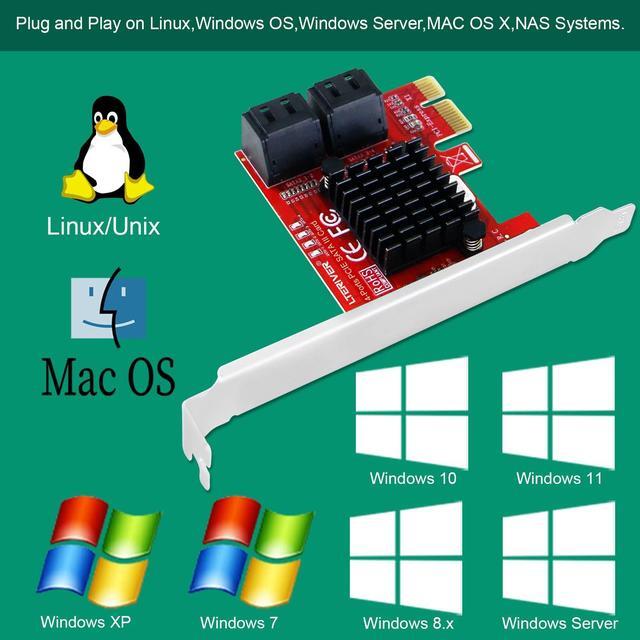 Alt view image 5 of 5 - LTERIVER PCIE 3.0 X1 to 4-Ports Serial ATA/SATA 3.0 Host Controller, Plug and Play on Windows OS, MAC OS and Linux Kernel Systems-4X 6Gbps Max SATA 3.0 None Raid Ports-Support AHCI Boot Up (PCE-G3S4)