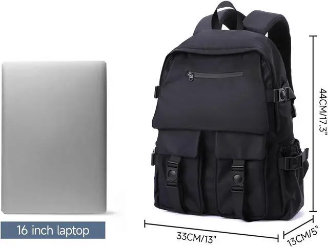 Alt view image 5 of 5 - MOYYI Small Backpack Men with Laptop Compartment, 19L Black Casual Backpack Daypacks for Travel College, Waterproof