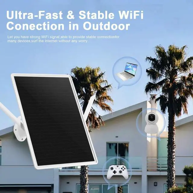 Alt view image 3 of 4 - Solar Powered Outdoor 4G LTE Modem Router with SIM Card Slot, Solar WiFi Extender, 50M WiFi Range, 15W and 20000mAh Battery Built-in, Design for Camping, RVs and Outdoor Area